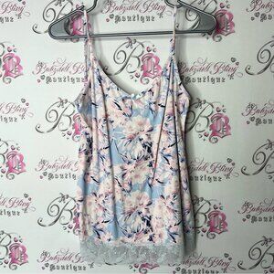 Emily & Jane tank top camisole watercolor flowers Floral Lace Trim Cami Top
